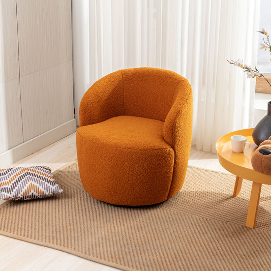 Trinity Teddy Upholstered Swivel Barrel Chair - Orange