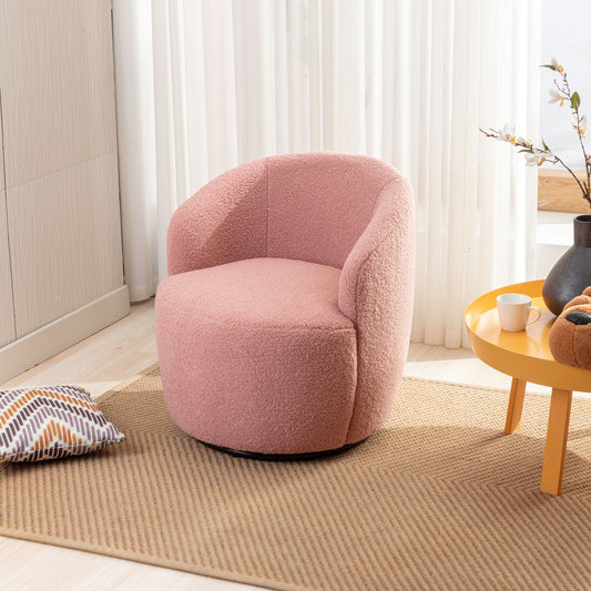 Trinity Teddy Upholstered Swivel Barrel Chair - Pink