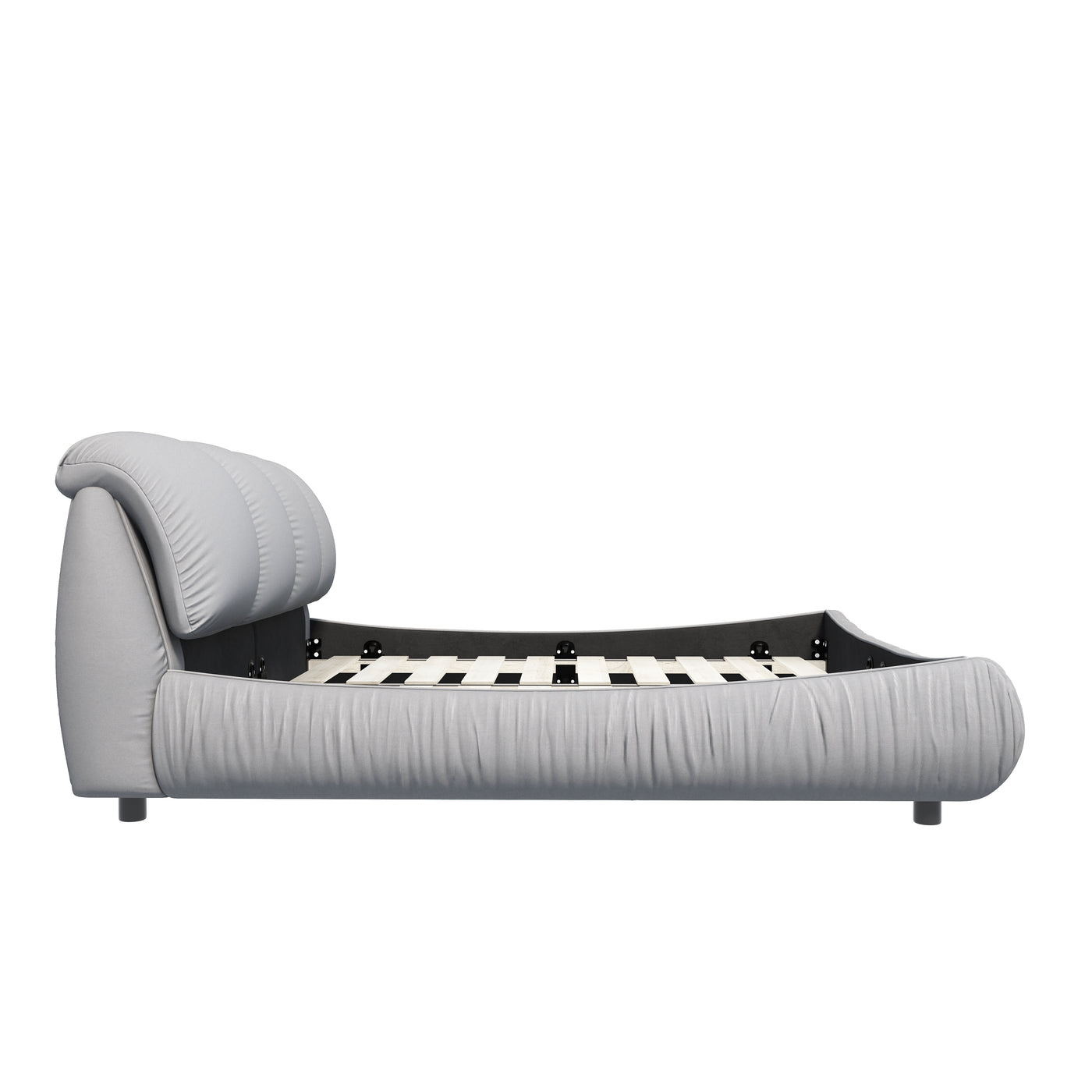 Calista Modern King Size Upholstered Platform Bed, Gray