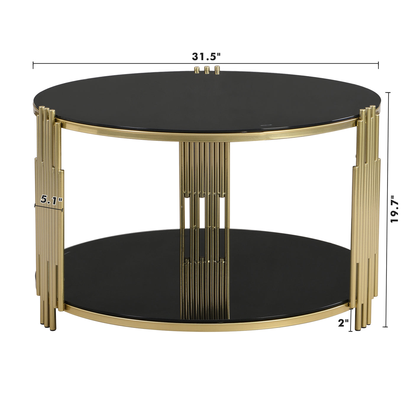 Clover Modern Black Mirror Top Coffee Table with Gold Frame