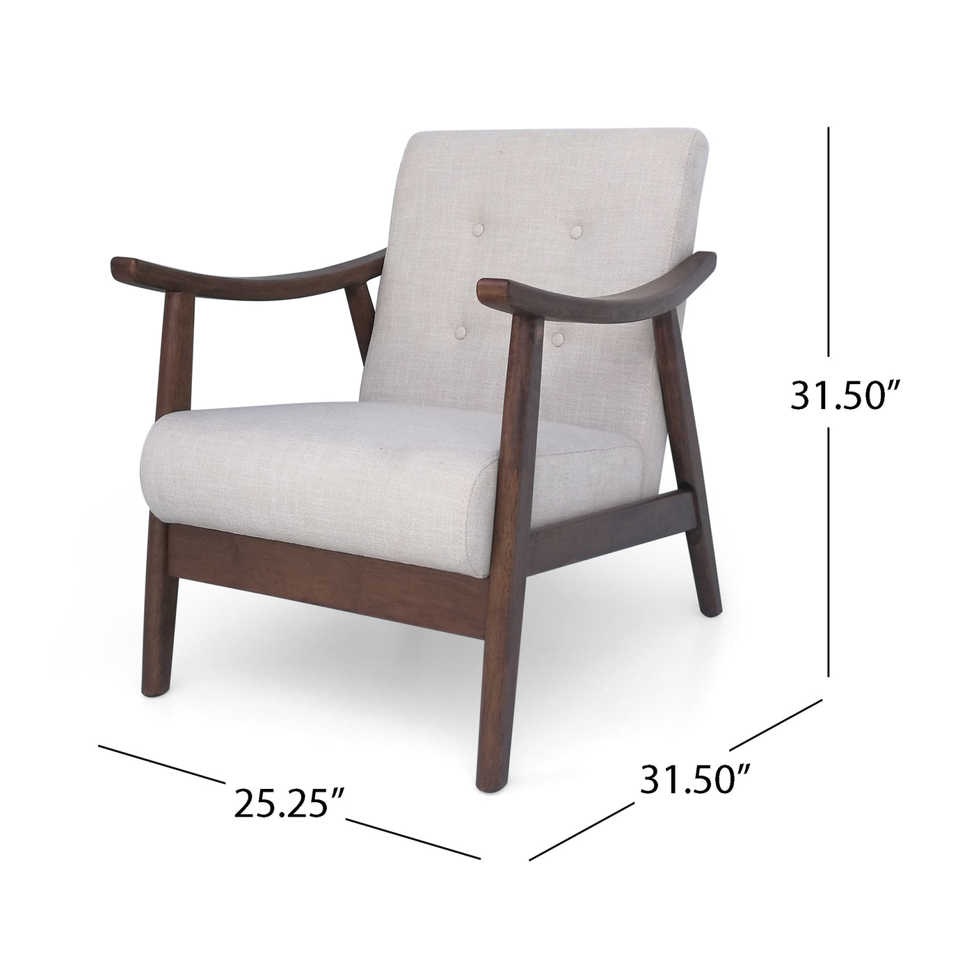 Zephyra Mid-Century Tufted Beige Upholstered Armchair