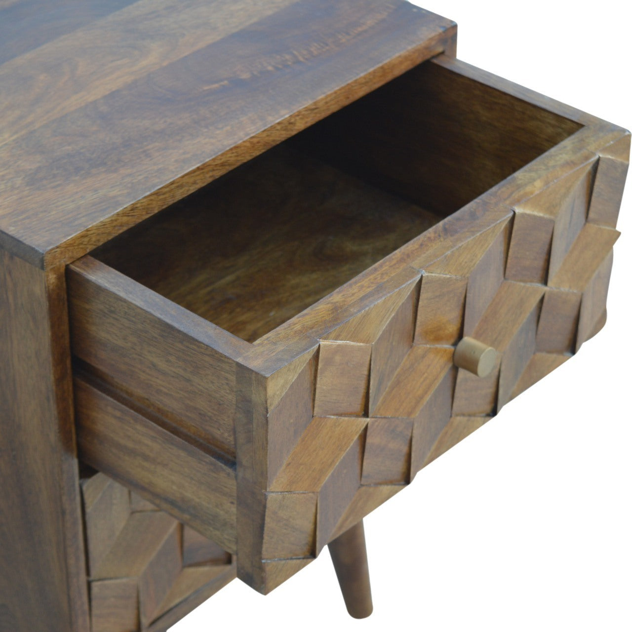 Elsie Chestnut Cube Carved Nightstand