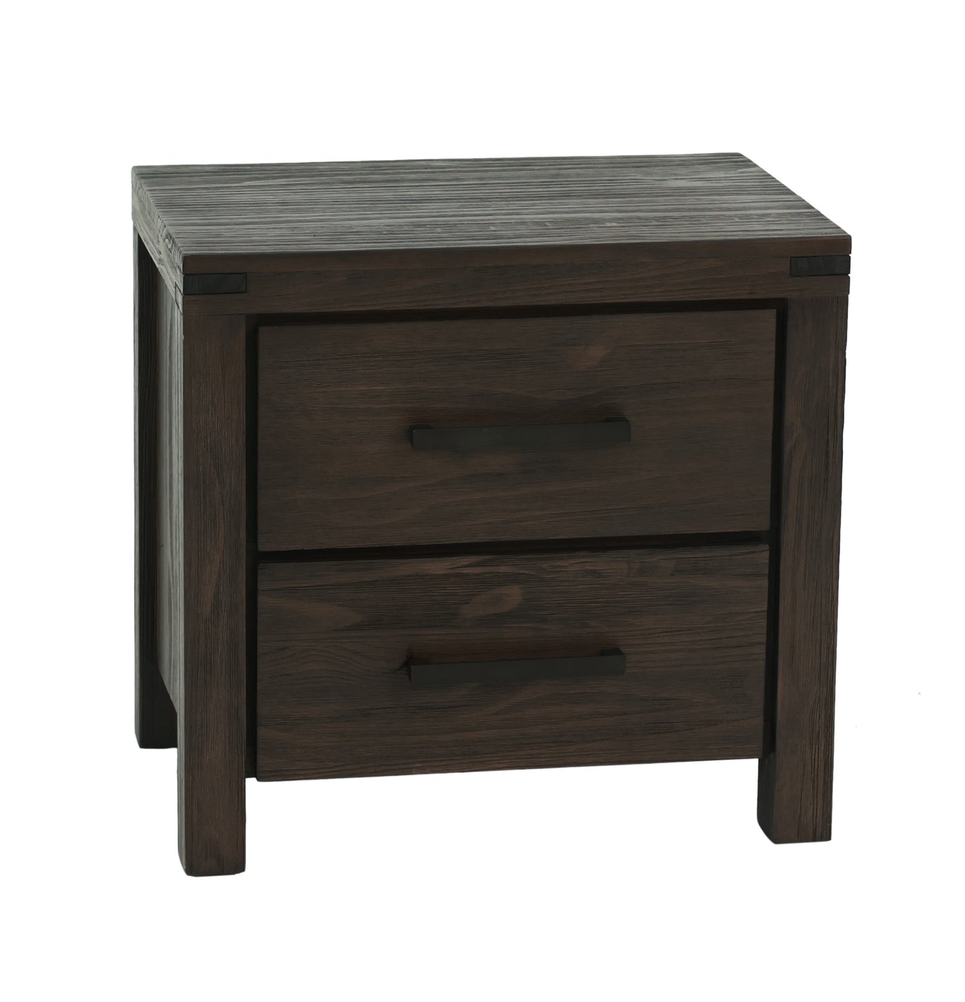 Bennett Rustic 2-Drawer Wooden Nightstand, Brown