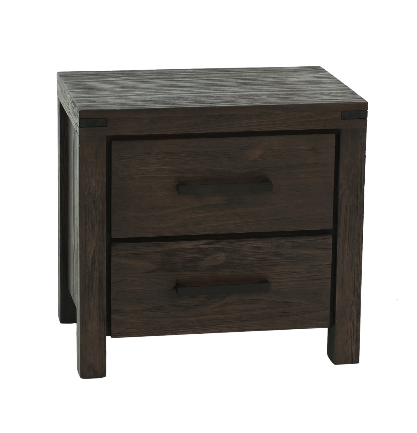 Bennett Rustic 2-Drawer Wooden Nightstand, Brown