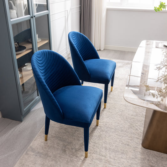 Pulse Modern Side Chair with Gold Tipped Legs (Set of 2) - Navy