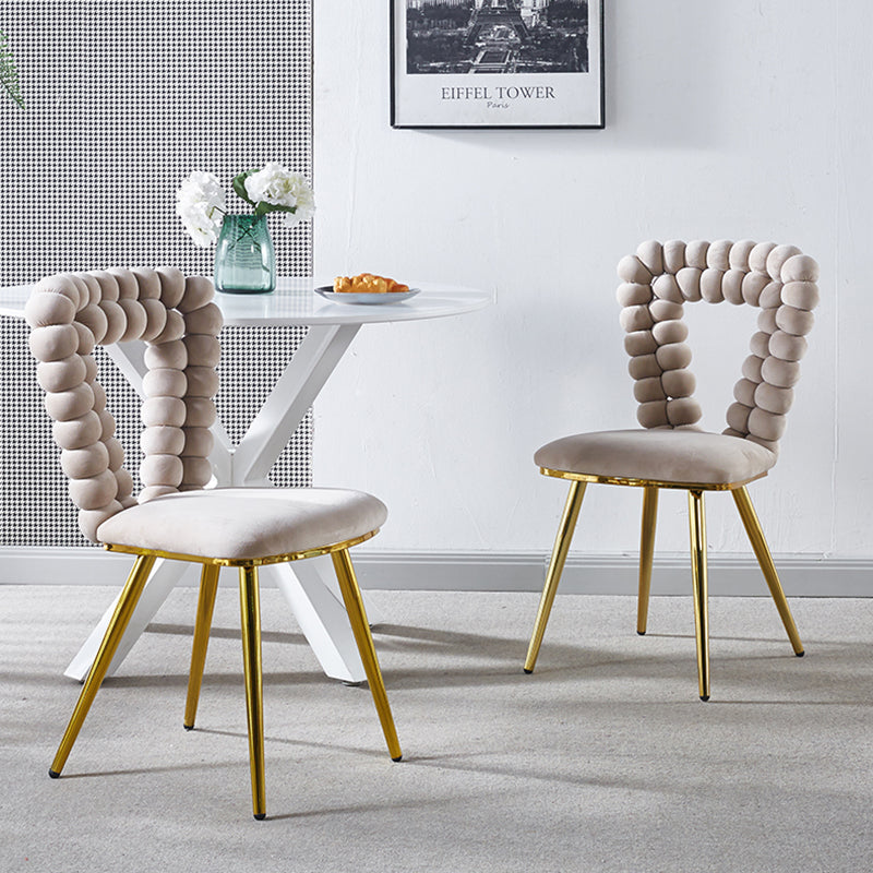Vivette Modern Upholstered Side Chairs with Golden Metal Legs (Set of 2) Beige