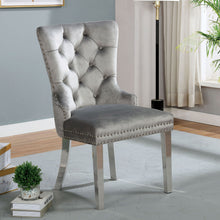 Emma Velvet Wingback Chairs with Mirrored Silver Legs (Set of 2), Gray