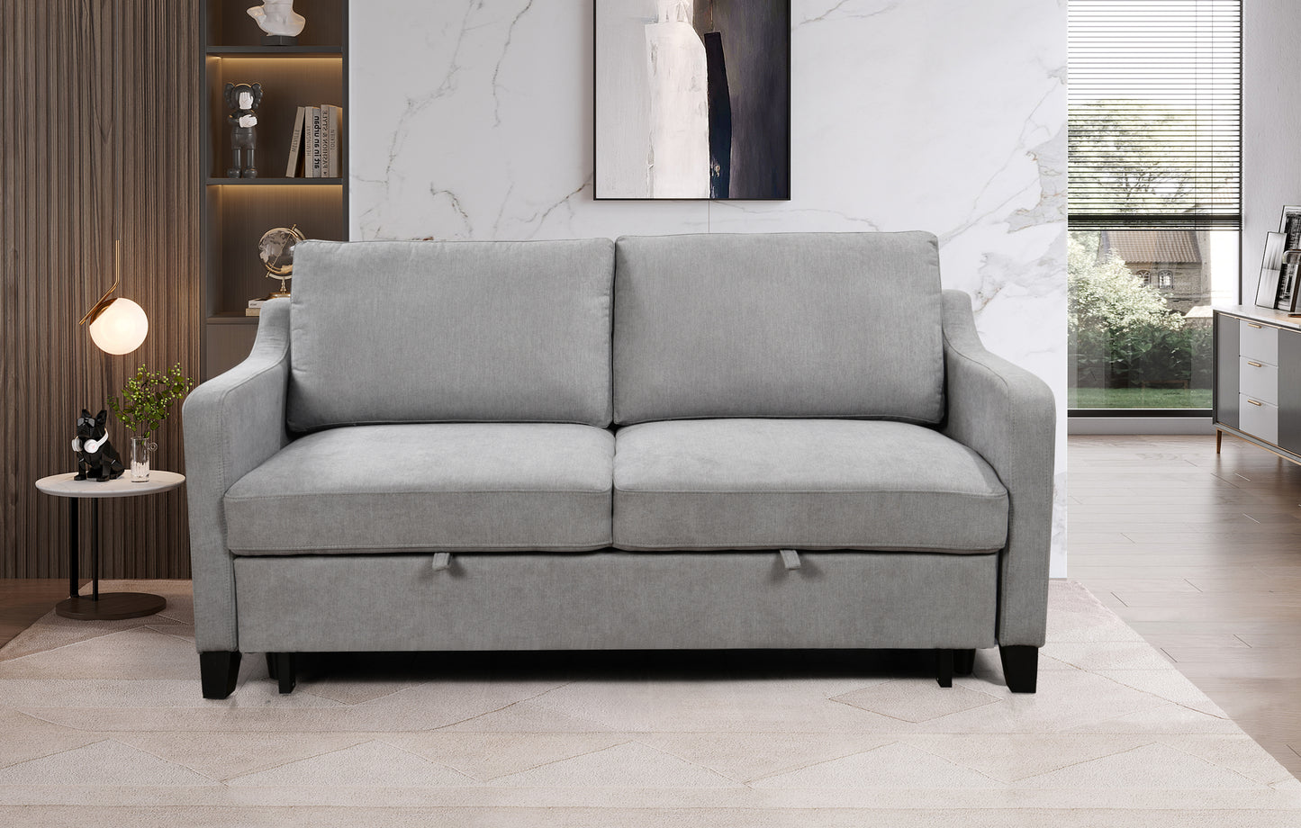 Stella 69" Modern Queen Sleeper Sofa - White/Gray