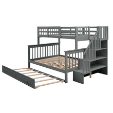 Fremont Twin over Full Stairway Bunk Bed with Twin Trundle, Gray