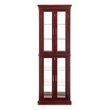 Harriet Transitional Wooden Curio Cabinet with Mirrored Back Panel, Cherry
