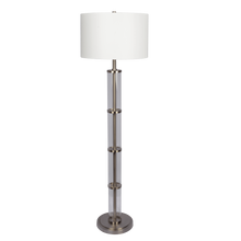 Nimbus Brushed Nickel Floor Lamp with 3-Way Rotary Switch Clear Glass Body  Metal Base