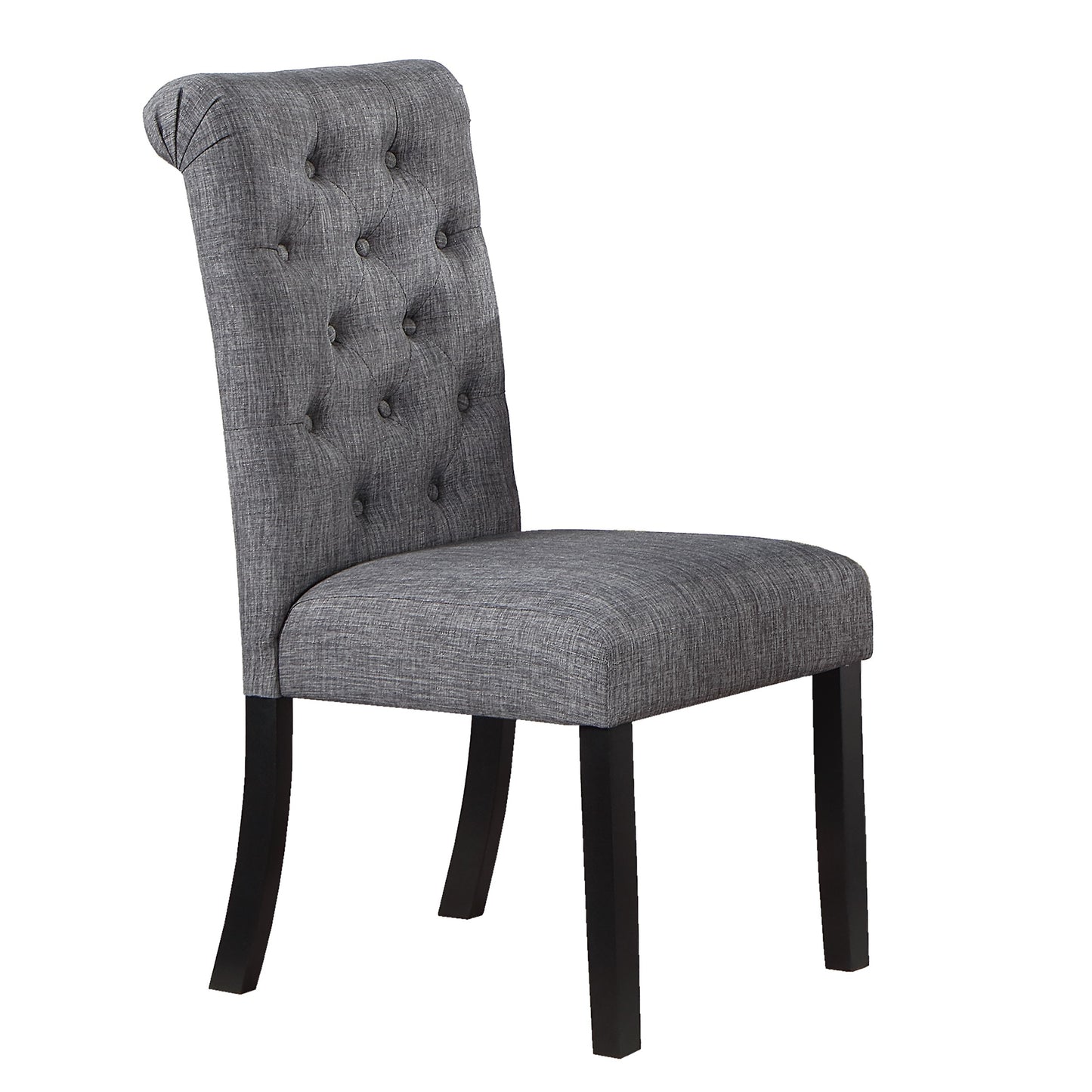 Crest Linen Side Chair (Set of 2) Gray & Black