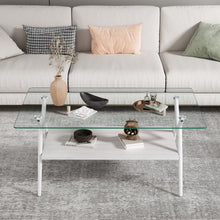 Waylon Modern Gray Glass Top Coffee Table, White