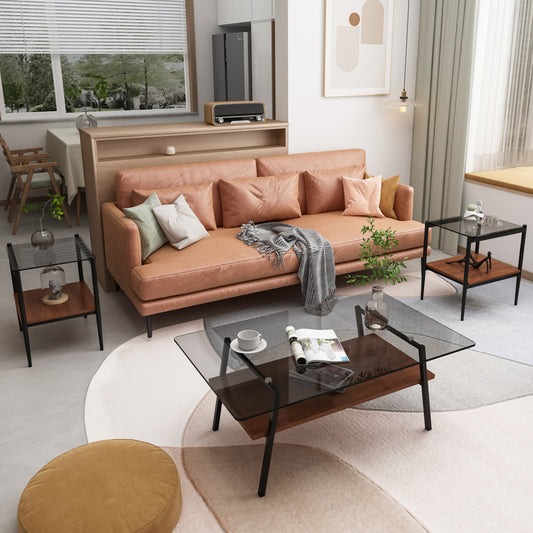 Penn Modern 3-Piece Accent Table Set with Gray Glass