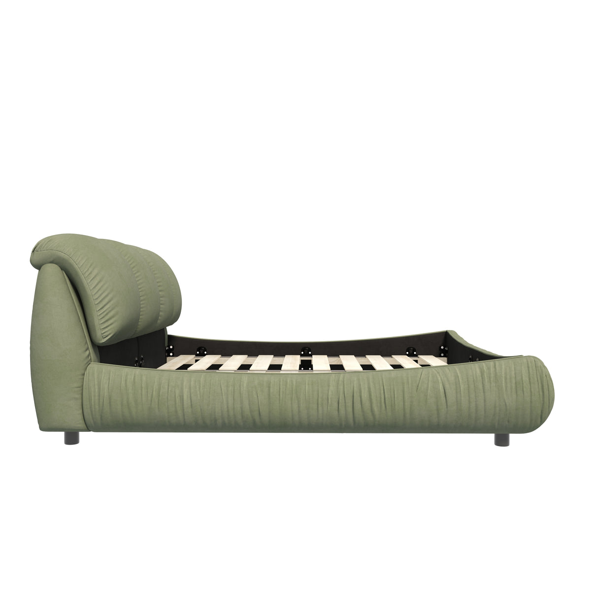 Calista Queen Platform Bed with Oversize Padded Headboard, Green