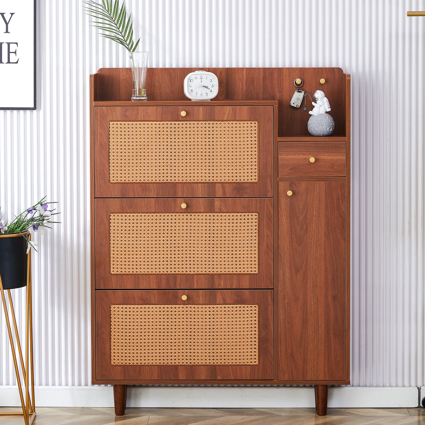 Tranquility Mid-Century Modern Cabinet with Shoe Storage