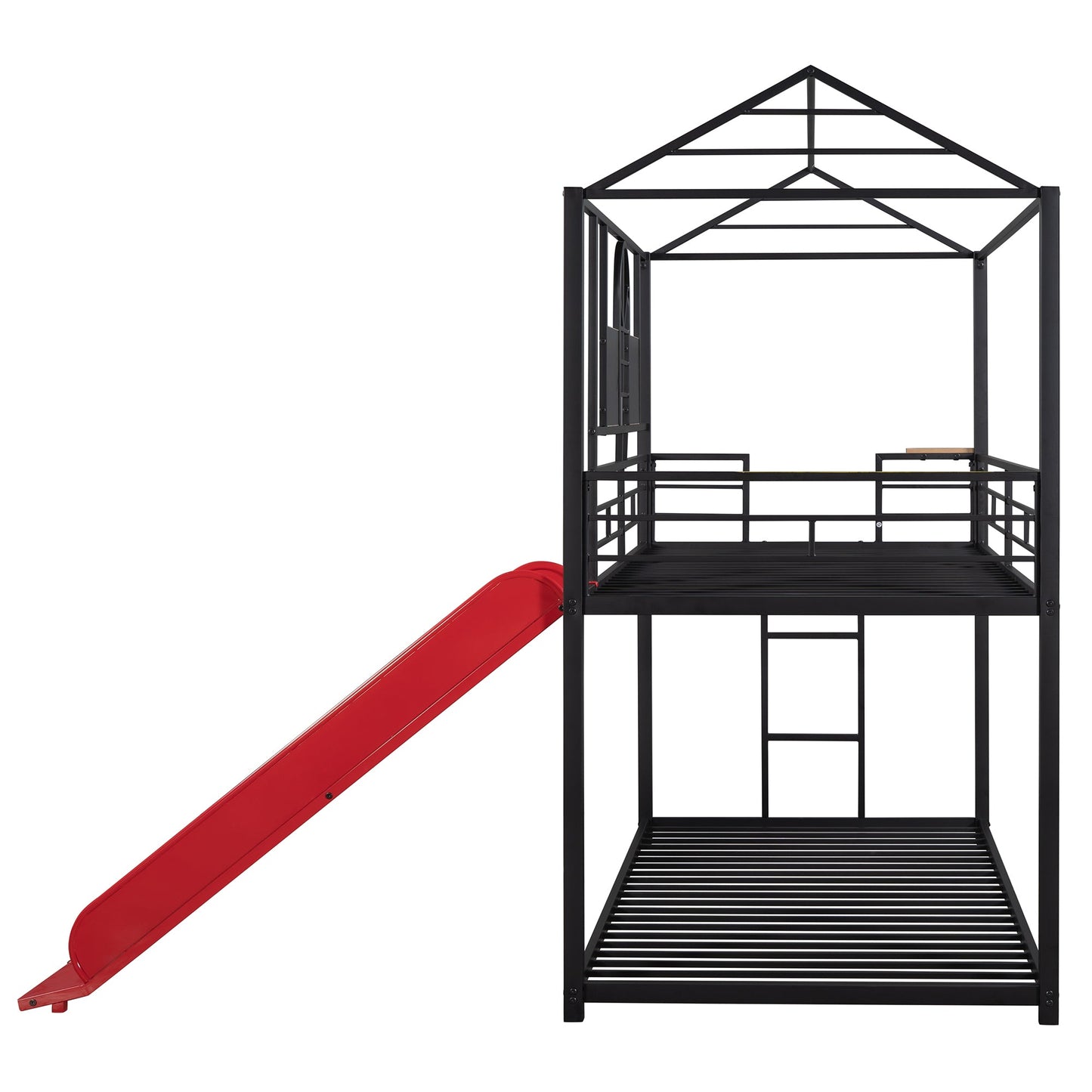 Lester Twin over Twin Metal Bunk Bed with Slide, Black
