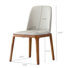Perrin Modern PU Leather Dining Chairs with Solid Wood Legs, Light Gray