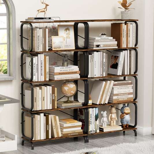 5 Tier Large Book Shelf,Rustic Brown