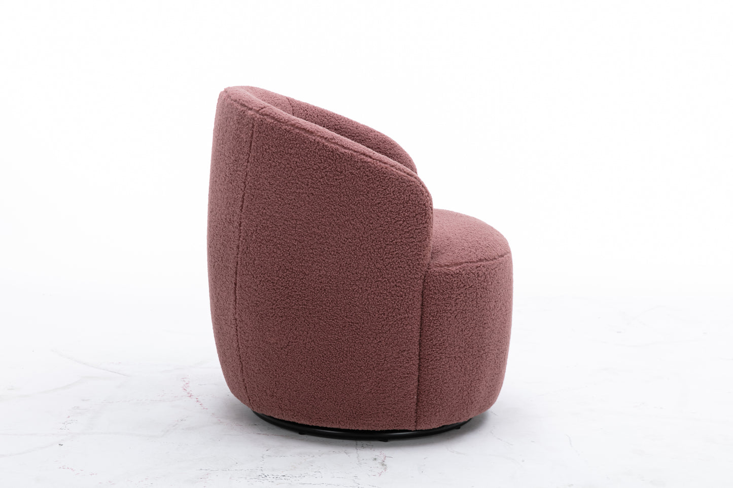 Trinity Teddy Upholstered Swivel Barrel Chair with Metal Ring - Dark Red