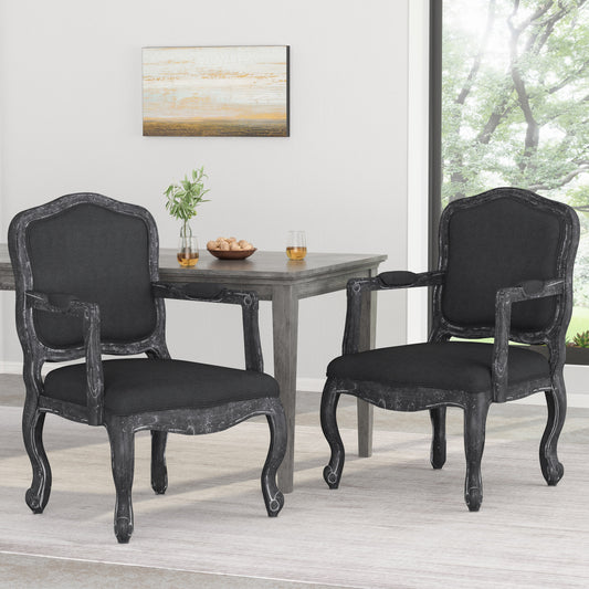 Larkin Traditional Dining Arm Chairs (Set of 2) Black