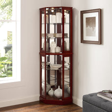 Irene 6-Shelf Corner Curio Cabinet with Adjustable Shelves, Cherry
