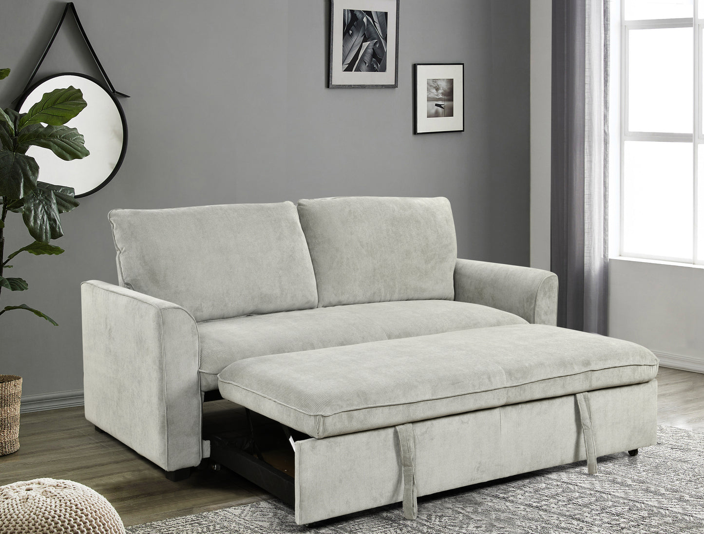 Sophia 78" Modern Light Gray Linen Sleeper Sofa