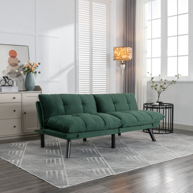 Maven Modern Velvet Sofa Bed with Black Legs - Emerald