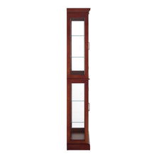 Harriet Transitional Wooden Curio Cabinet with Mirrored Back Panel, Cherry