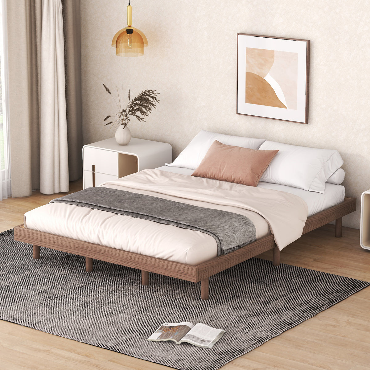 Laken Modern Queen Floating Platform Bed