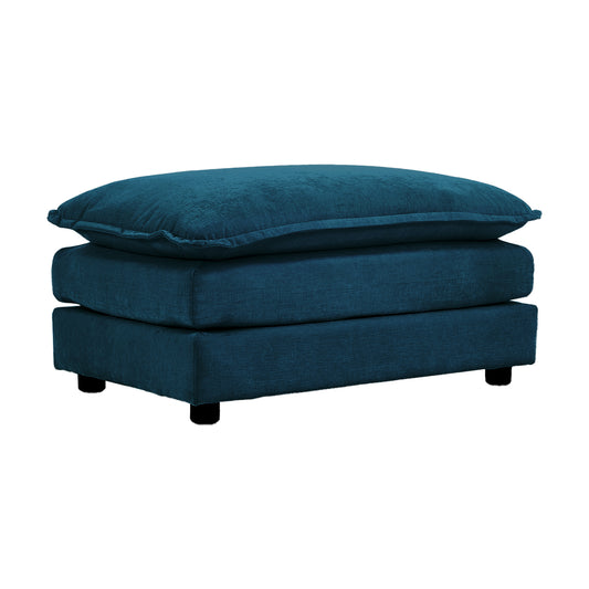 Farah Contemporary Chenille Upholstered Ottoman, Blue