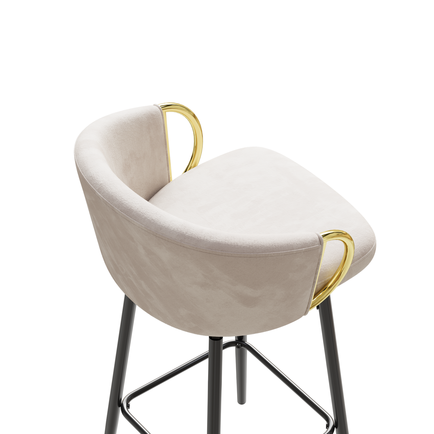 Alder Set of 2 Modern 360° Swivel Bar Chairs with Velvet Upholstery, Beige