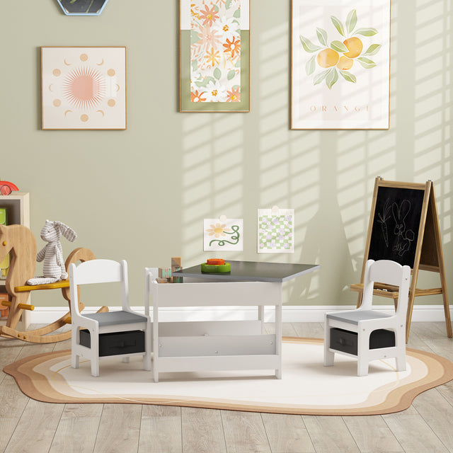 Little Cubby Activity Table & Chair Set – White & Gray or All White