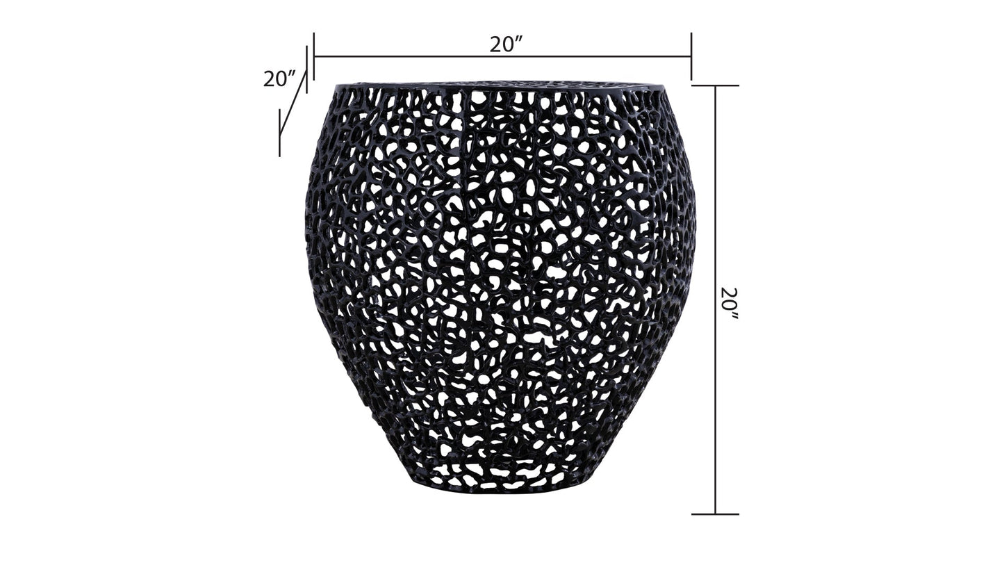 Azriel Aluminum Mesh Side Table, Black