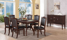 Charlotte Traditional Solid Wood Dining Chairs with Leatherette Padded Seats (Set of 2), Dark Brown