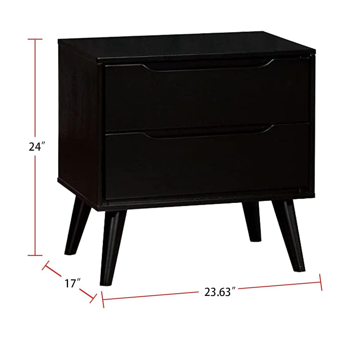 Lennart Black Finish Mid-Century Modern Nightstand