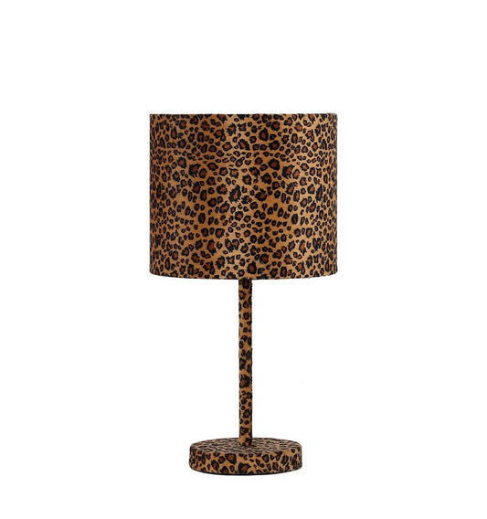 California Home - 19.25' Faux Suede Leopard Print Metal Table Lamp