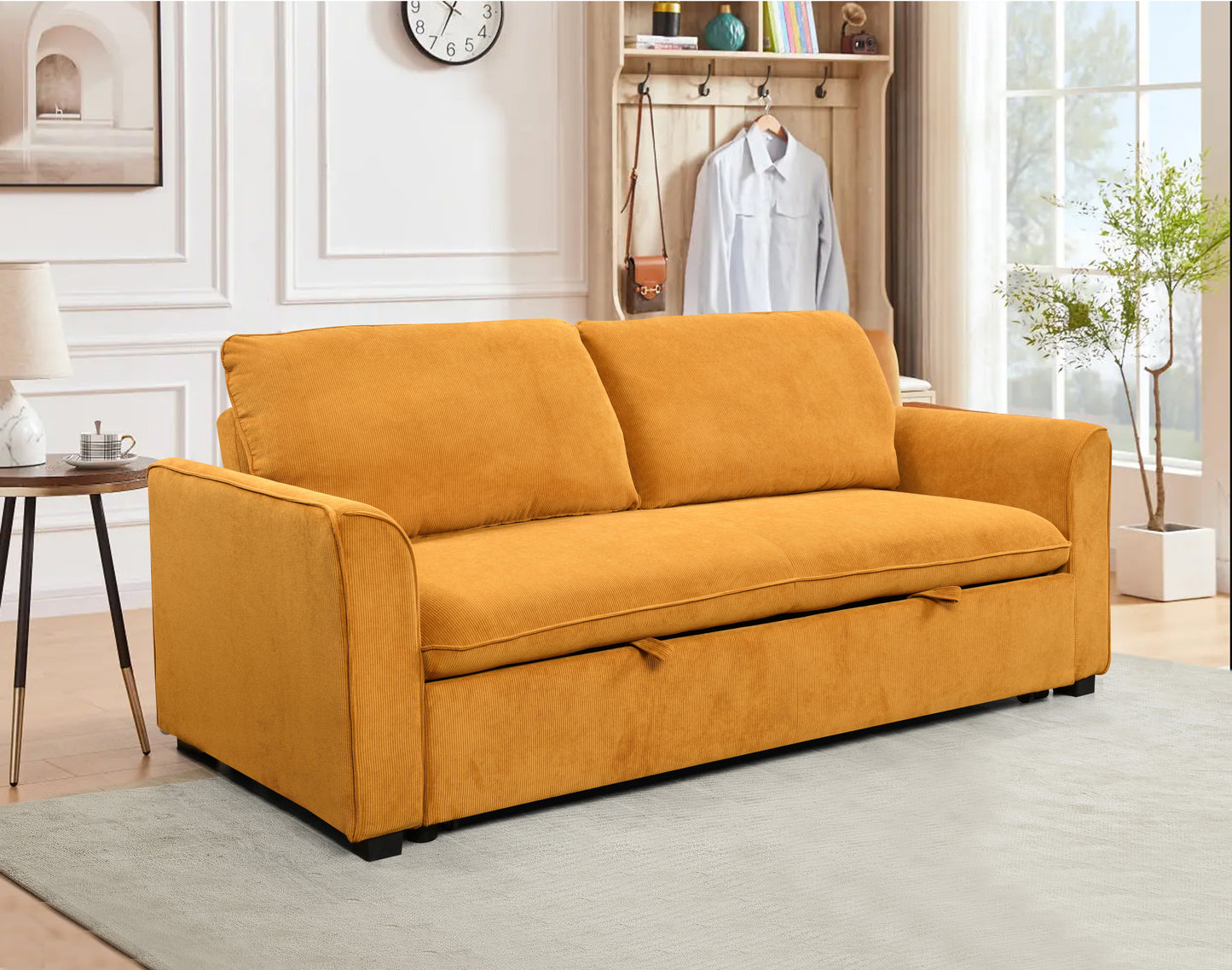 Zenn Modern 78" 3-in-1 Convertible Sleeper Sofa, Yellow