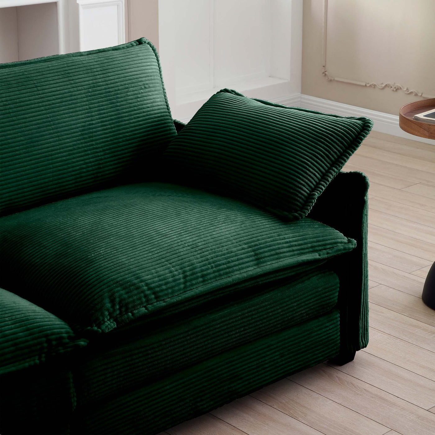 Wrenley Large Corduroy Upholstered Ottoman, Green