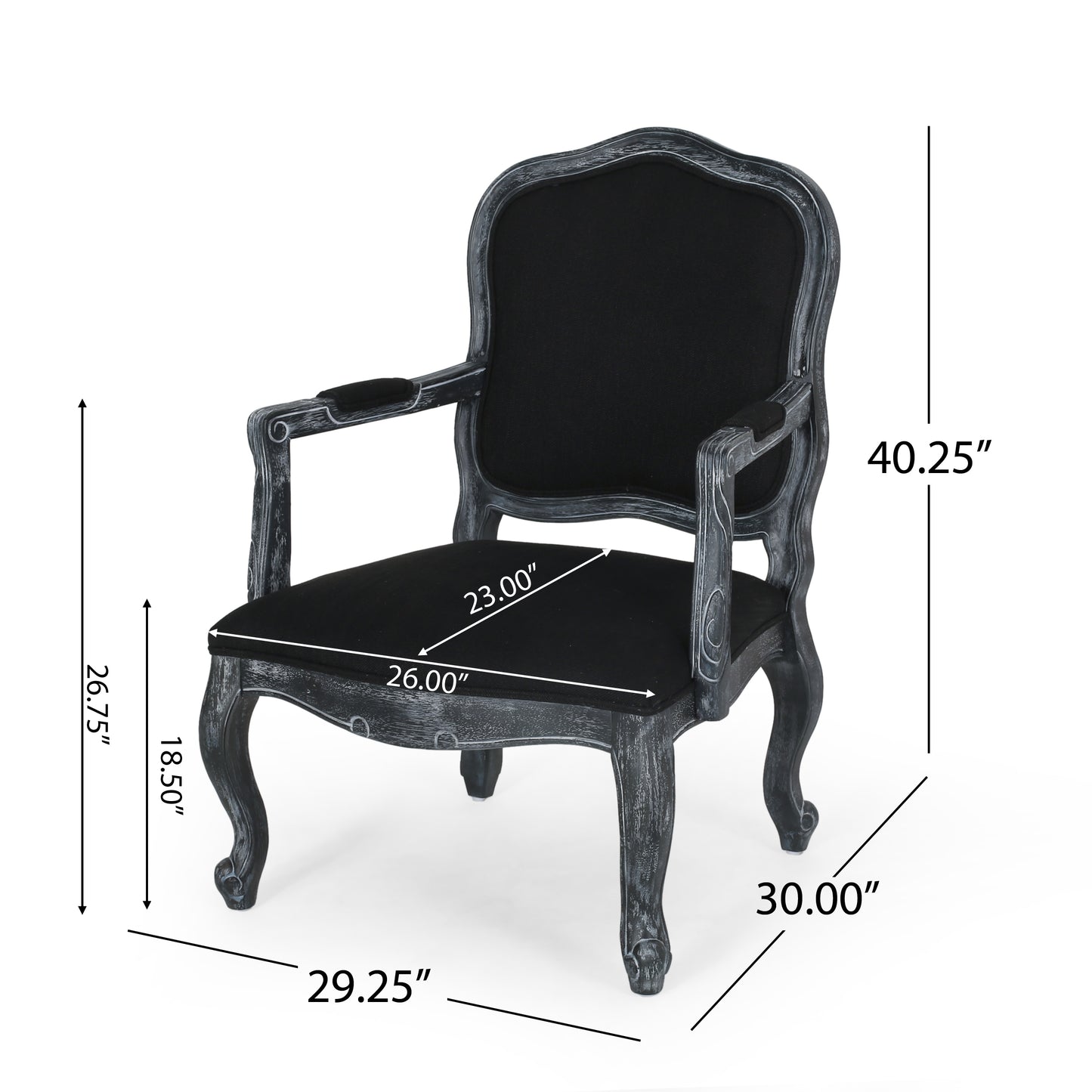 Larkin Traditional Dining Arm Chairs (Set of 2) Black