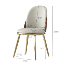 Ambria Modern PU Leather Side Chairs in Beige & Brown with Golden Legs