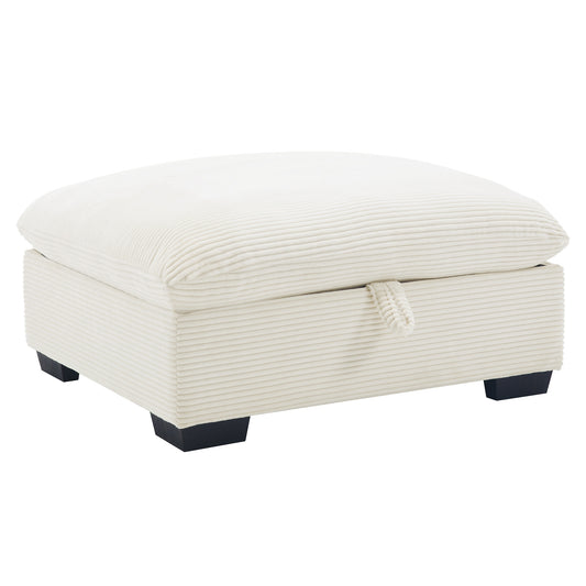 Sorrel Corduroy Upholstered Storage Ottoman, Beige