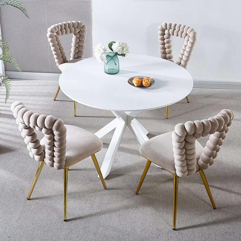 Vivette Modern Upholstered Side Chairs with Golden Metal Legs (Set of 2) Beige