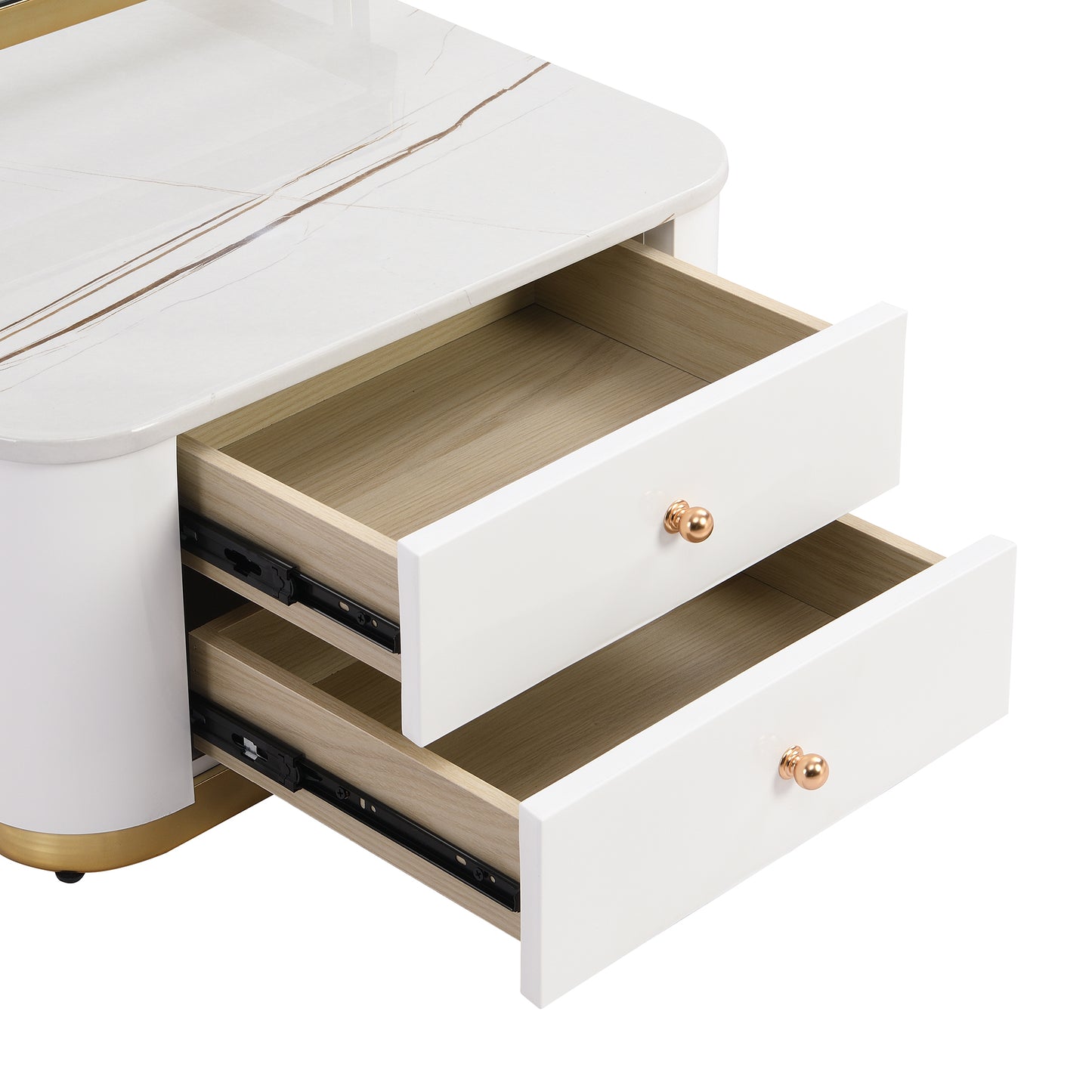Saphira Modern High Gloss Nesting Tables - White & Gold