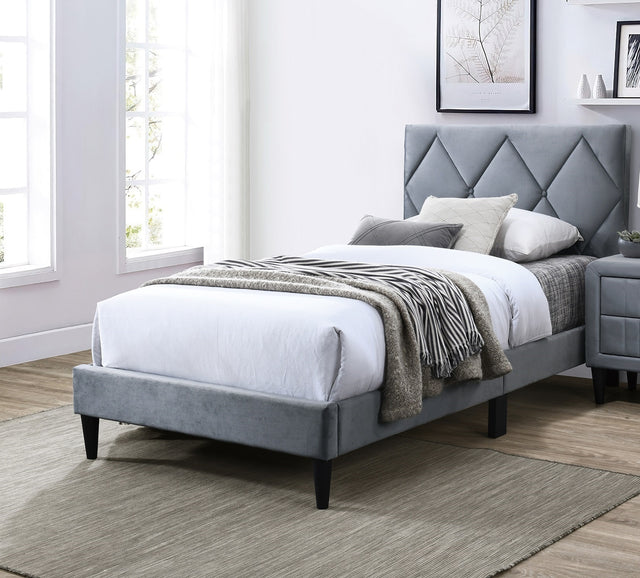 Olivia Twin Platform Bed w Adjustable Headboard, Gray