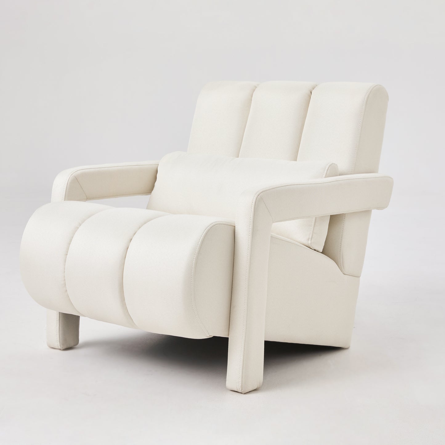 Pax Modern Beige Linen Accent Chair with Pillow