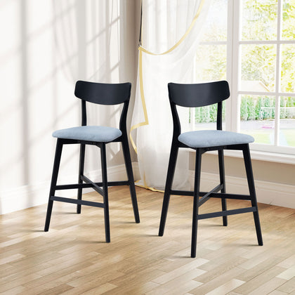 Gemma Mid-Century Modern Bar Stools (Set of 2) Black