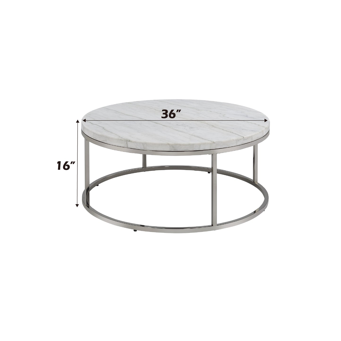 Zaidee Mable Top & Nickel Finish Coffee Table
