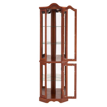 Beatrice Traditional Curio with Adjustable Shelves & Mirror Back, Walnut