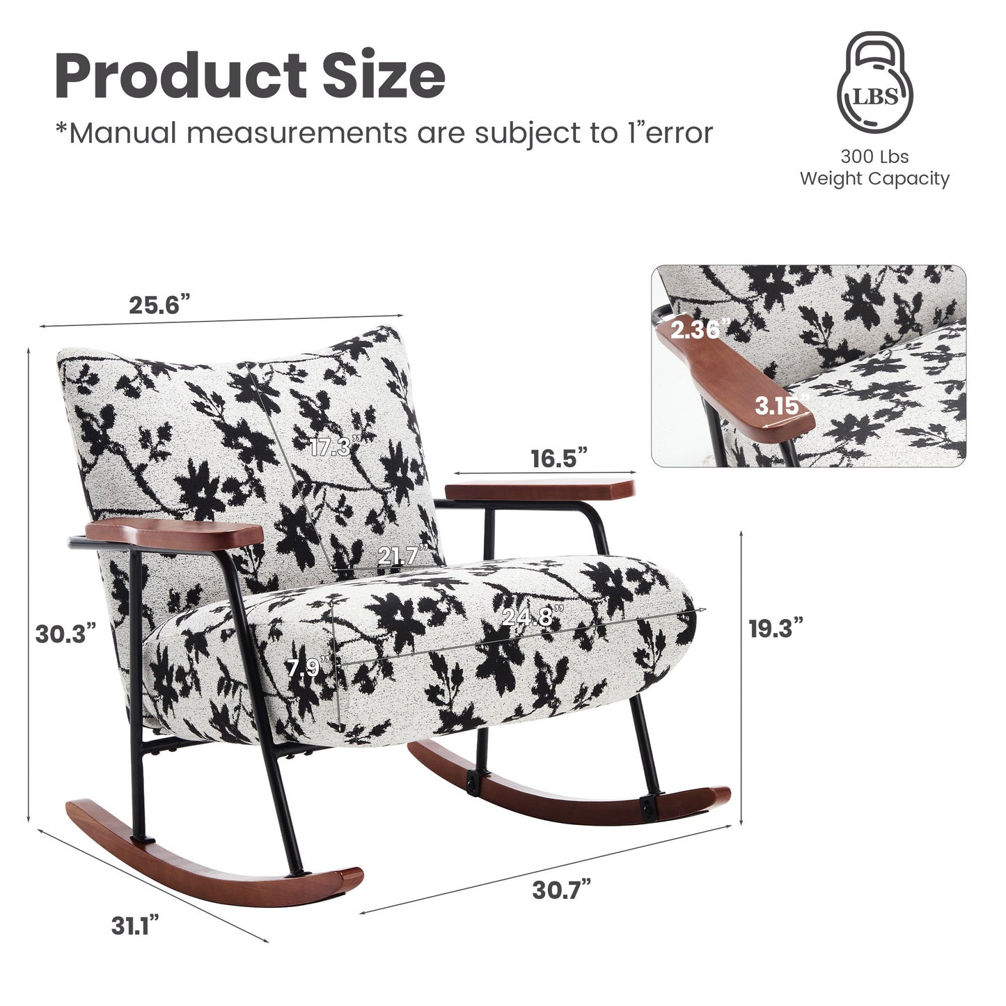 Davina Modern Accent Chair Arm Chair Living Room Rocking Chair Metal Frame